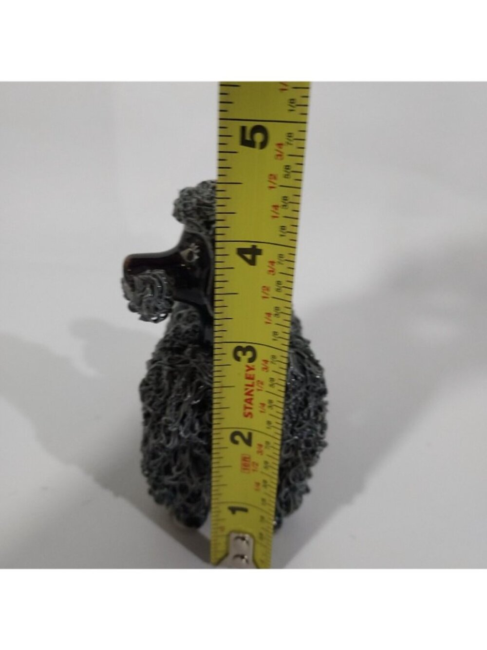 MCM Spaghetti Poodle Standing Dog Figurine Black Base Gray Fur 1950's - Picture 4 of 14
